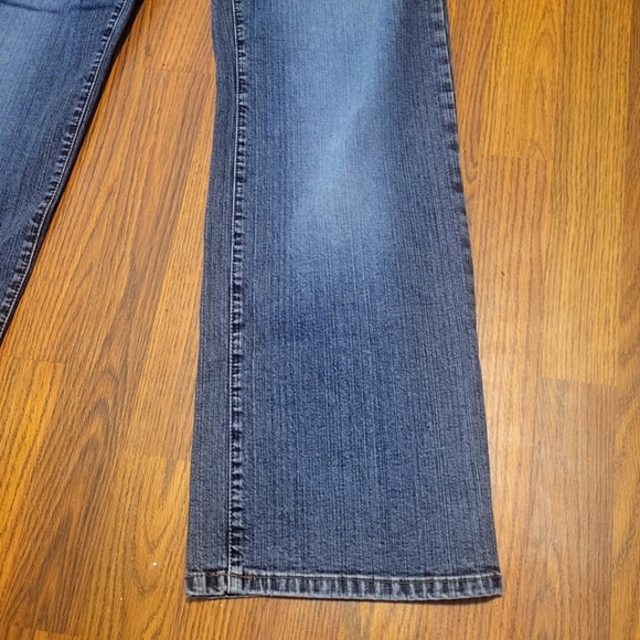 Y2K Contrast Wide Leg Jeans Women’s Size 14 Vintage 2000s Bootcut Mid Rise B44 - Picture 2 of 7